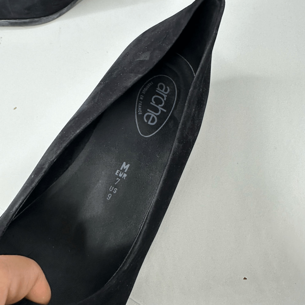 ARCHE Black Nubuck Leather Pumps comfort square toe womens size US 9 - Picture 4 of 8